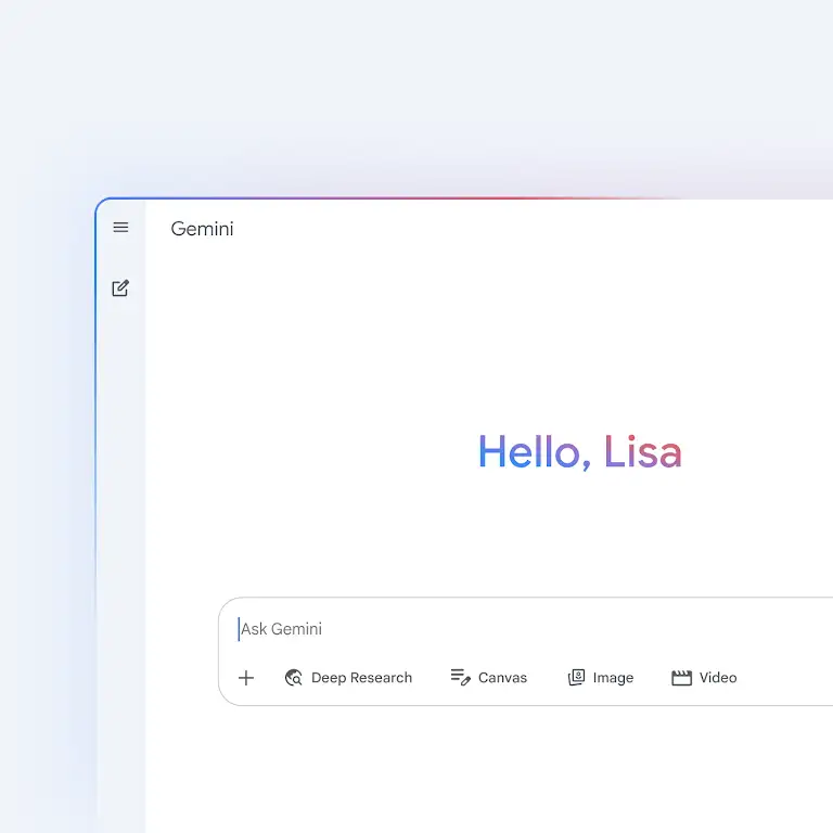 Gemini interface with gradient glow.